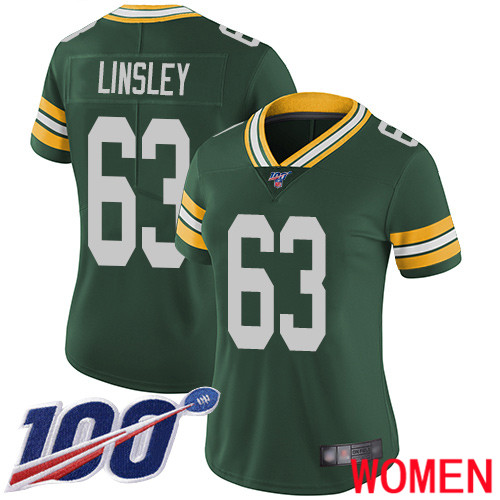 Green Bay Packers Limited Green Women #63 Linsley Corey Home Jersey Nike NFL 100th Season Vapor Untouchable